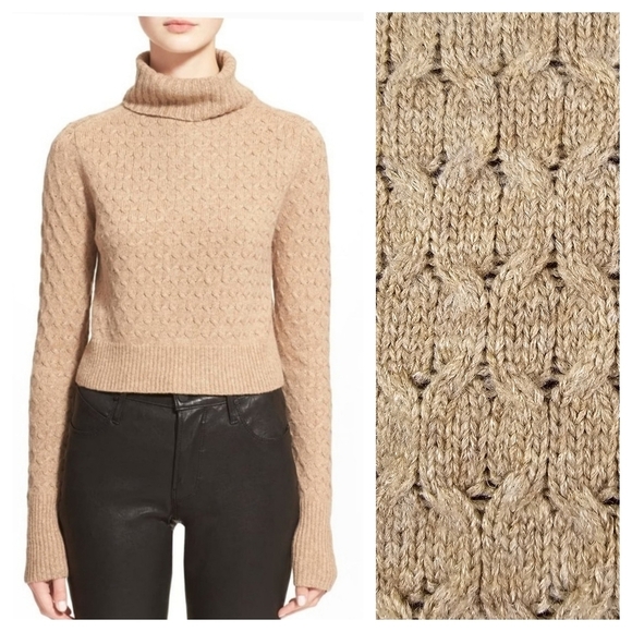 A.L.C. Jeannie Alpaca Wool Knit Turtle Neck Cropped Sweater - Picture 1 of 7